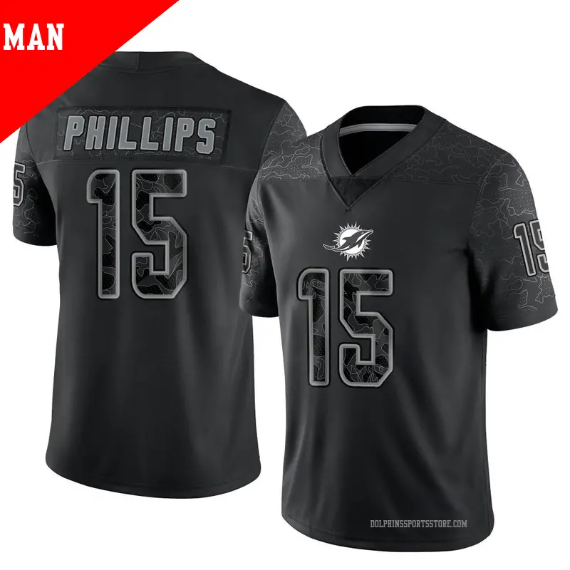 Men s 15 Jaelan Phillips Miami Dolphins Limited Black Reflective Jersey