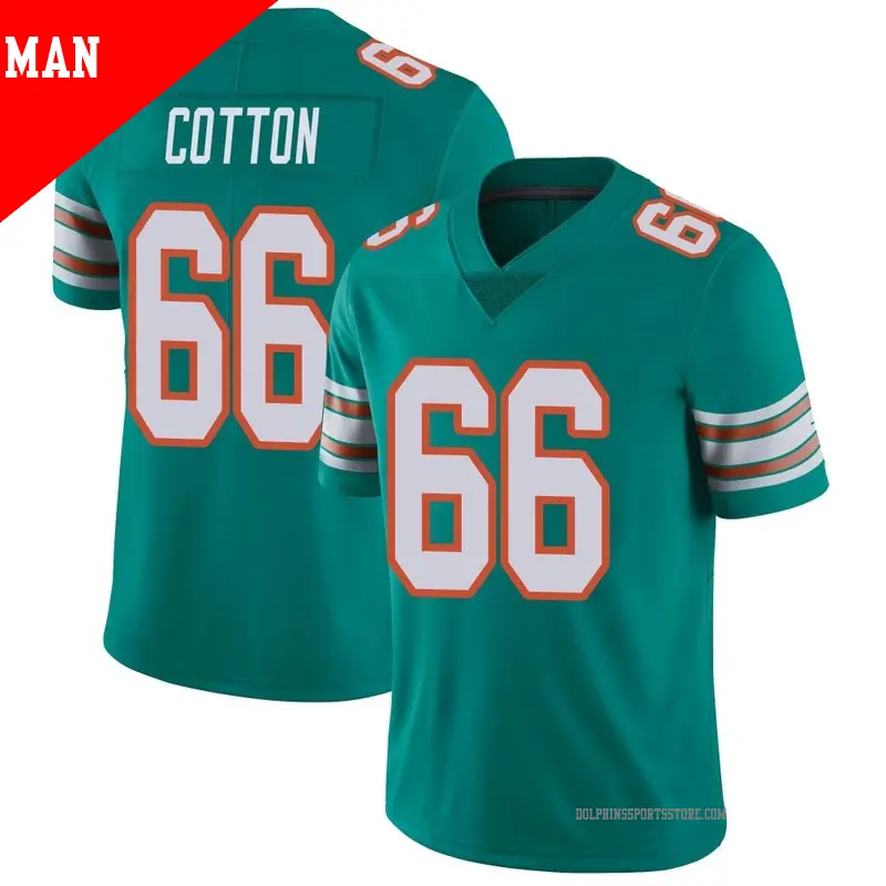 Men s 66 Lester Cotton Miami Dolphins Limited Aqua Alternate Vapor Untouchable Jersey